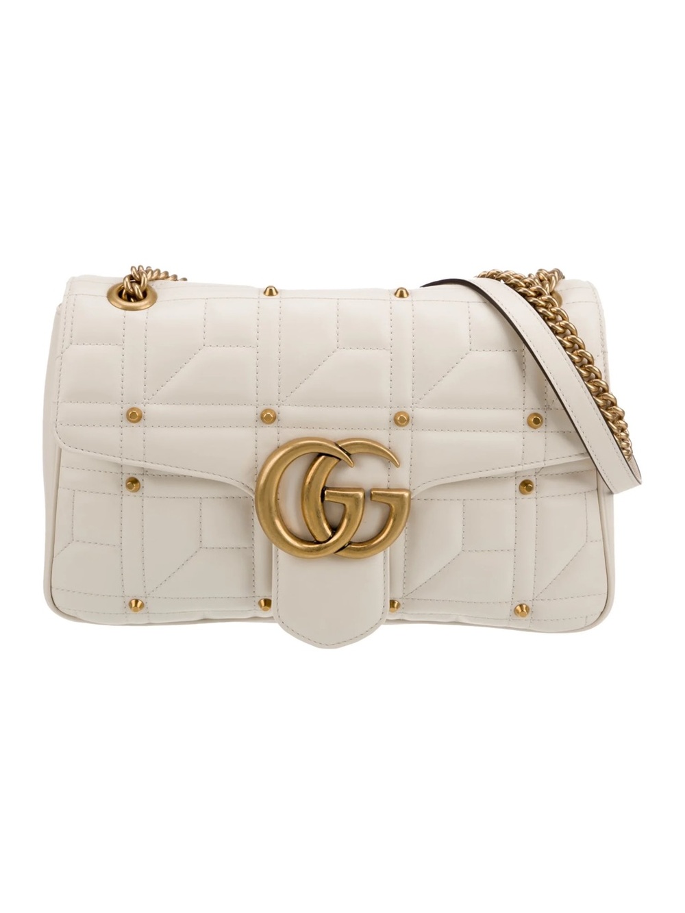 Gucci Cream Quilted Shoulder Bag with Gold Double G